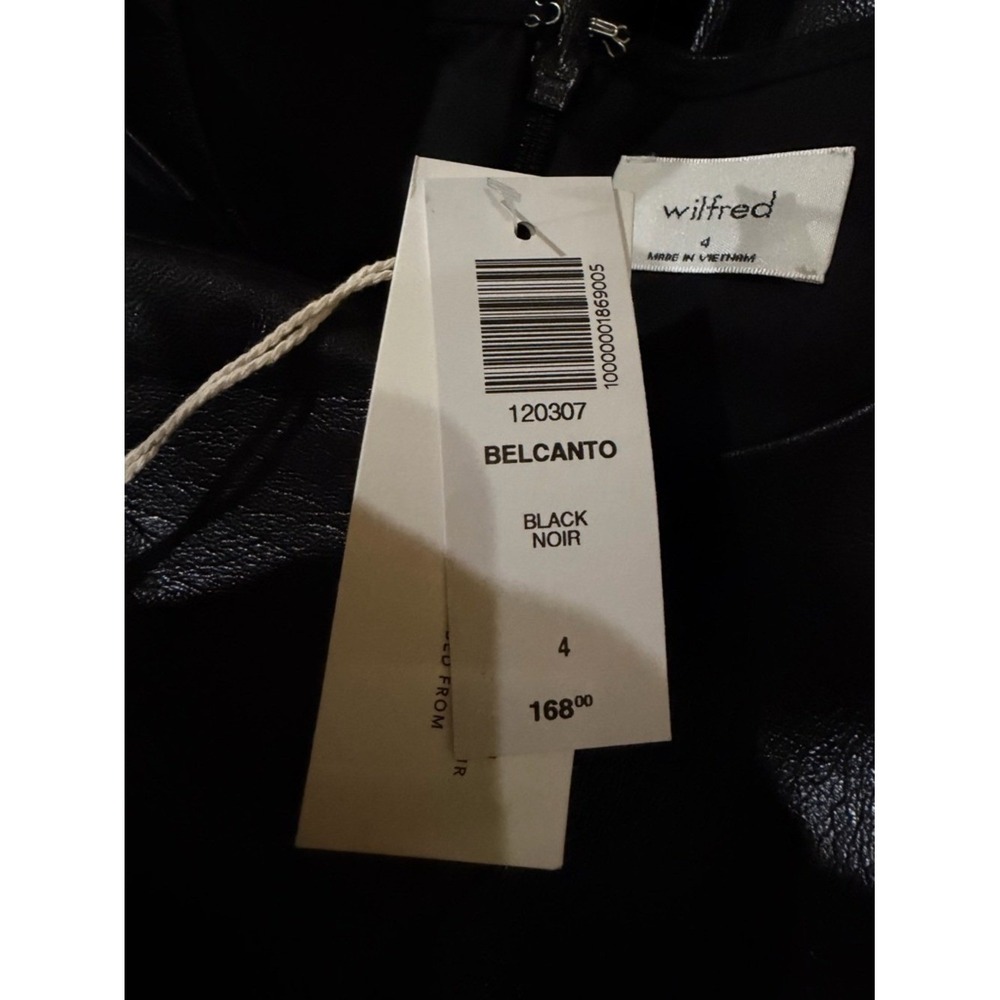 Wilfred Belcanto Black Vegan Leather High-Low Midi Dress Size 4 Minimalist - Picture 10 of 12